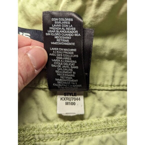 DKNY Women Size 7draw string cargo capris pants Lime Green Multi Pockets - Picture 6 of 16